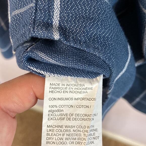 Penguin by Munsingwear Men Blue/White Plaid Pattern Polo Long Sleeve Size L - Picture 10 of 10